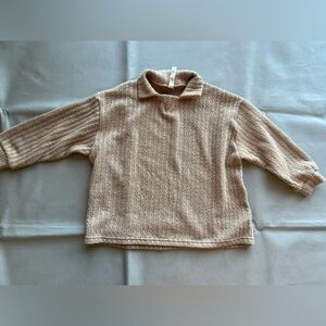 Collared tan knit ribbed sweater